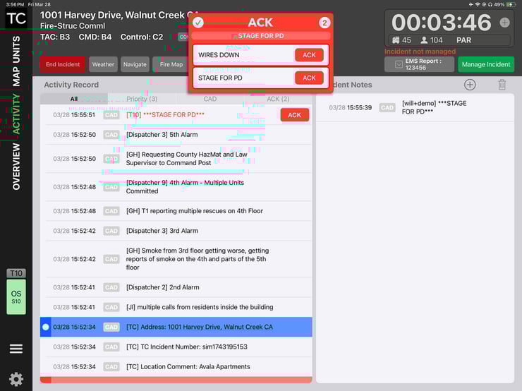 TC as a Mobile Replacement - Acknoweldge Button