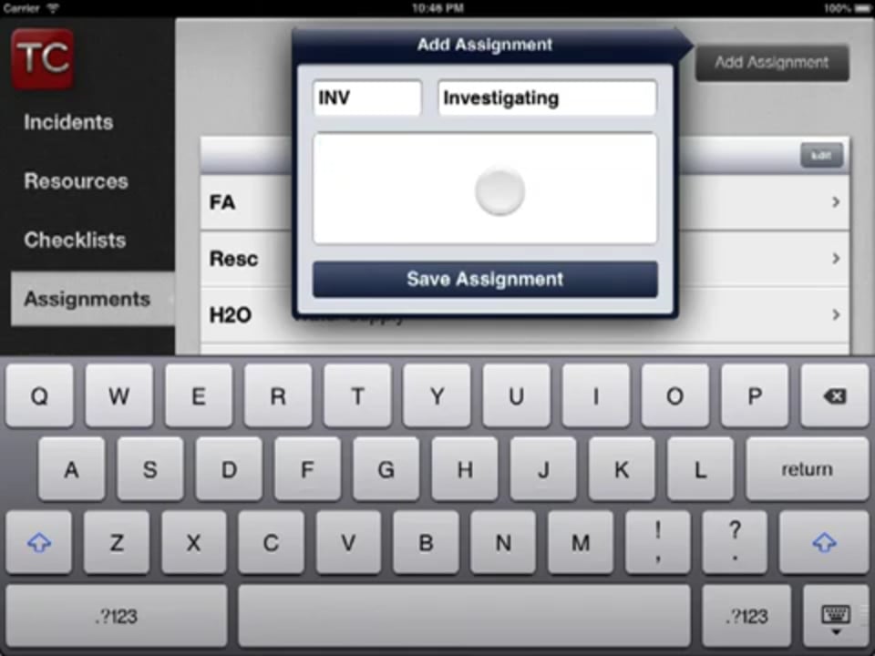 Configure Assignments - Tablet Command